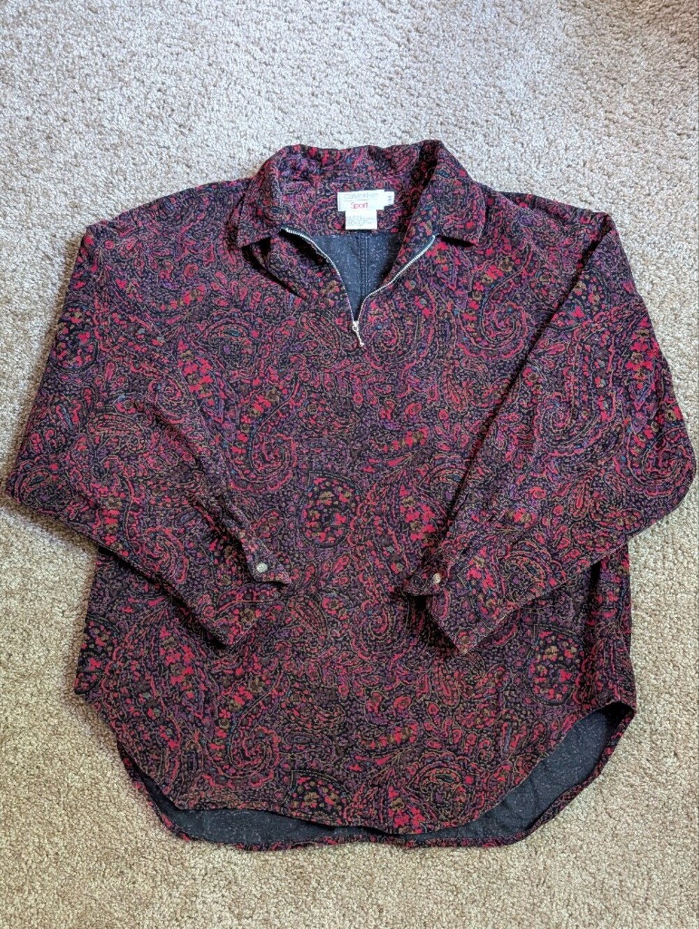 Vintage Calvin Klein Sport Paisley Quarter Zip Pullover